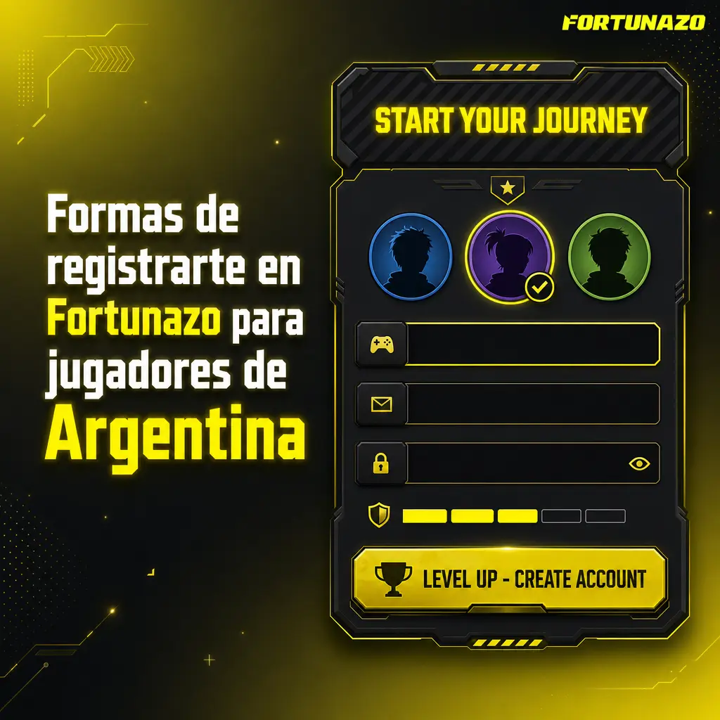 Opciones de registro en Fortunazo Argentina: formulario, email, teléfono o red social con ARS
