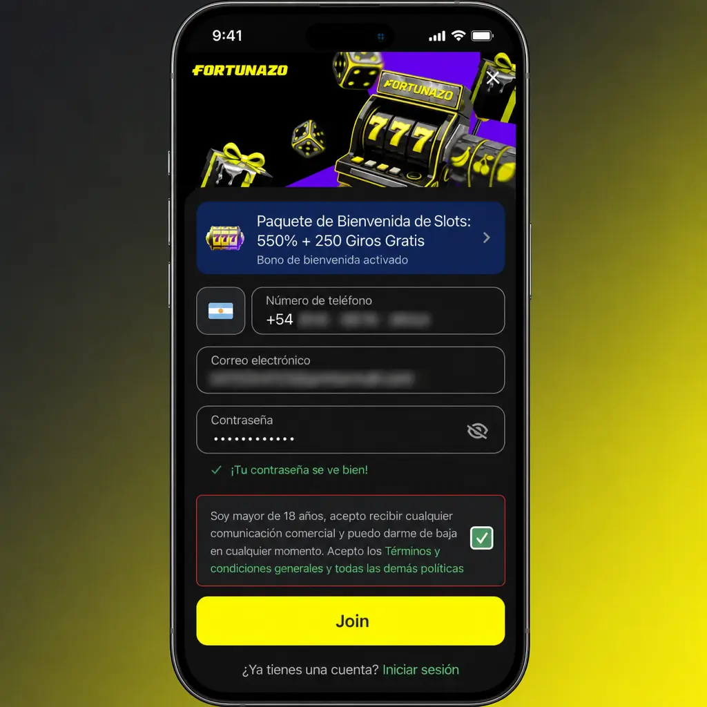 Guía de alta en Fortunazo en 5 pasos con registro, datos personales y verificación por email o SMS