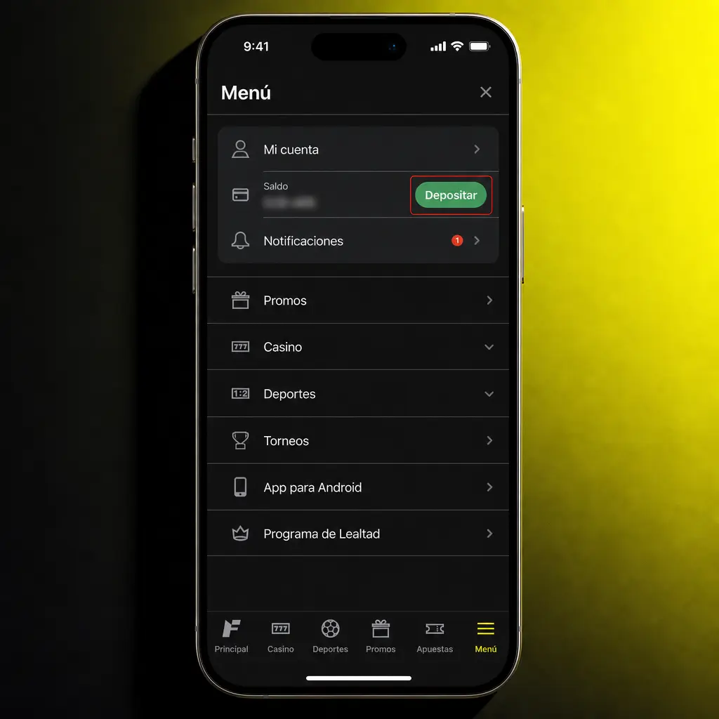 Pantalla de la app para depositar en Argentina con Mercado Pago, transferencia, NaranjaX, AstroPay o Binance Pay