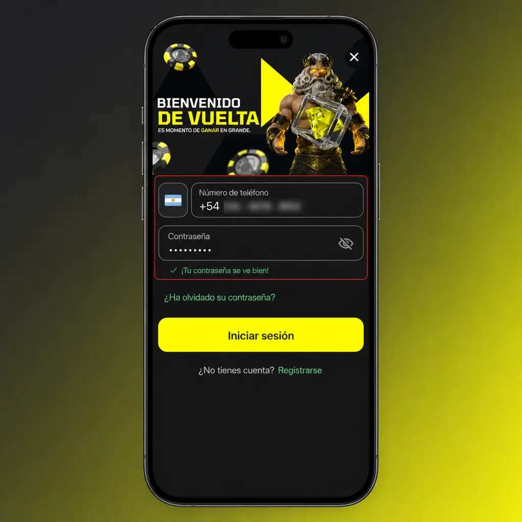 Pantalla de inicio de sesión con botón para acceder y consejos de seguridad para usar email o celular