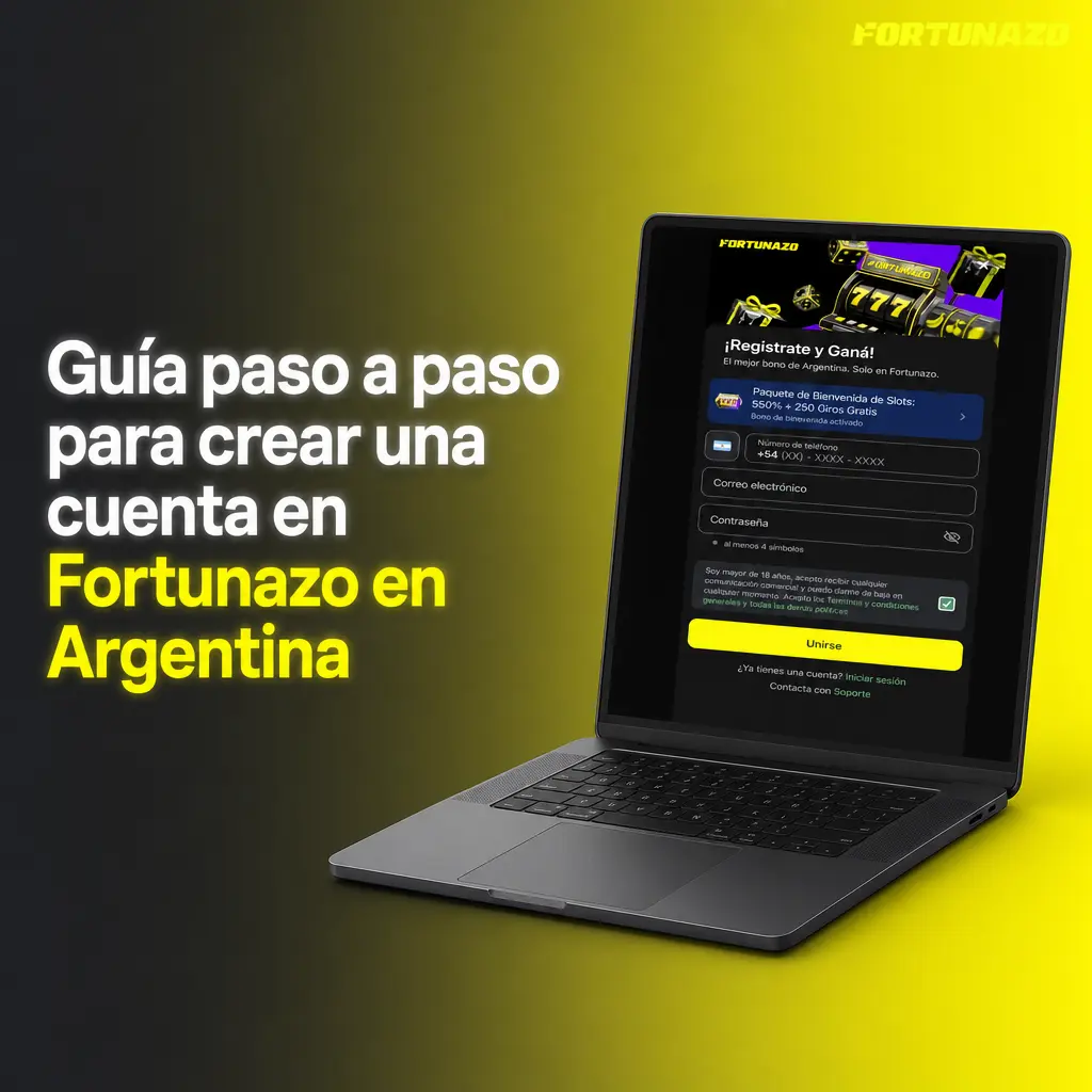 Guía de registro en Fortunazo Argentina con pasos para completar datos, elegir ARS y verificar la cuenta