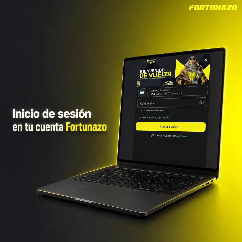 Pantalla de inicio de sesión de Fortunazo con acceso por email, celular y contraseña